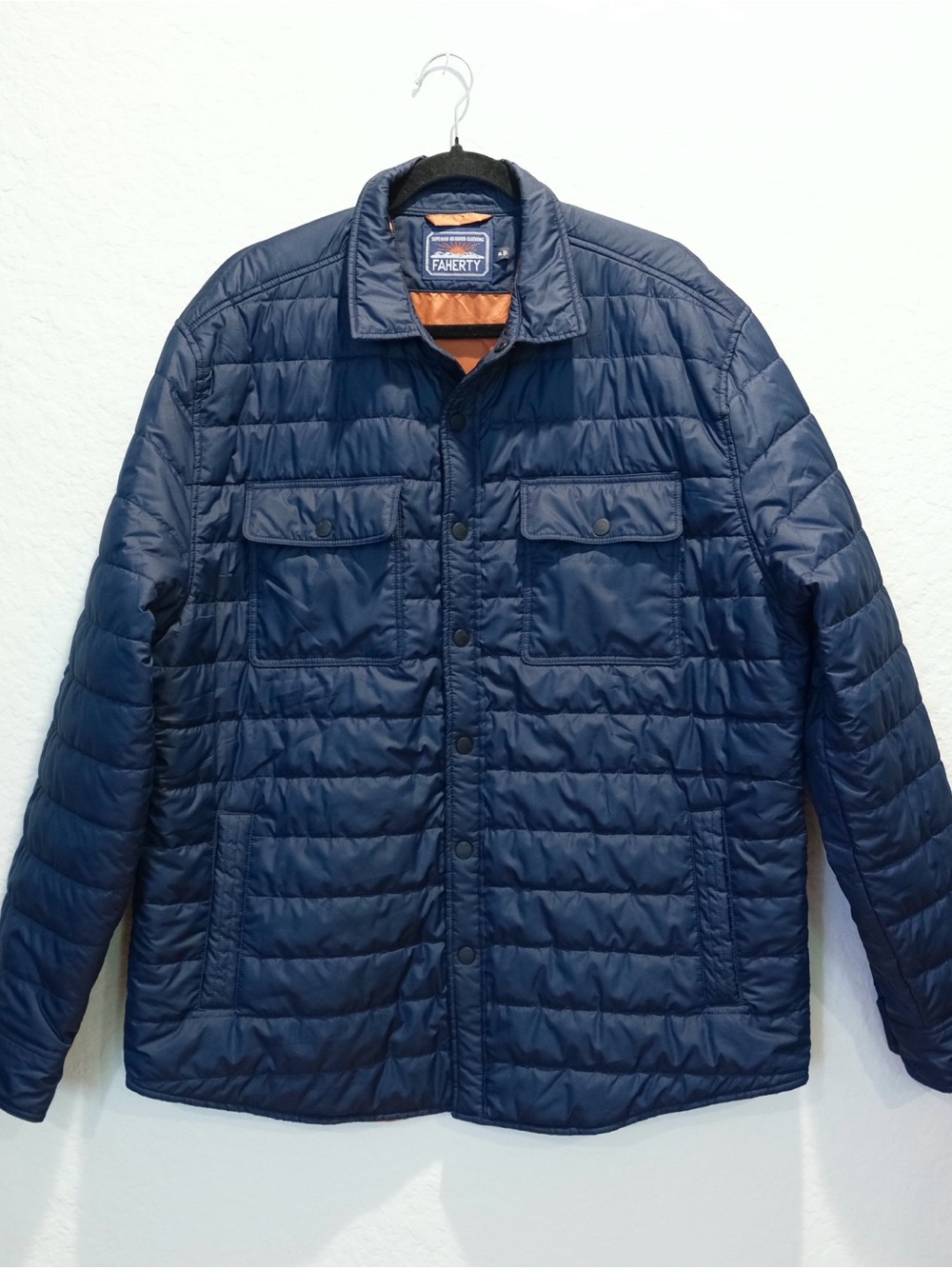 Faherty Atmosphere Quilted Shirt Jacket Men’s XL Blue Puffer Style Pockets